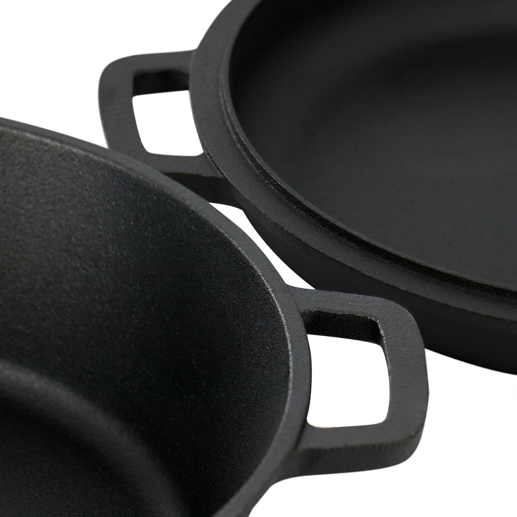 5 Quart Pre-Seasoned 2-In-1 Cast Iron Dutch Oven and Skillet