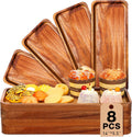 8 Pcs Solid Acacia Wood Serving Tray 14'' X 5.5'' Rectangular Wooden Serving Platter Long Cheese Charcuterie Boards with Edges Wood Boards for Food Vegetable Appetizer Party Decor