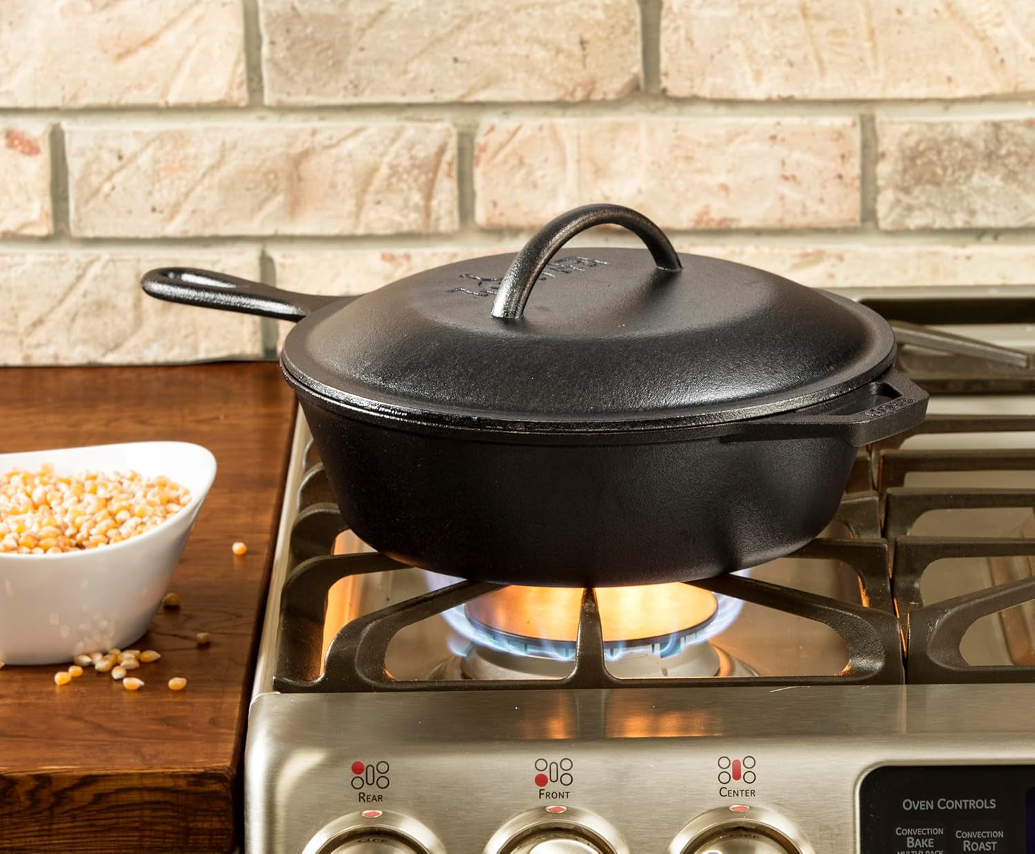 3 Quart Pre-Seasoned Cast Iron Deep Skillet with Lid