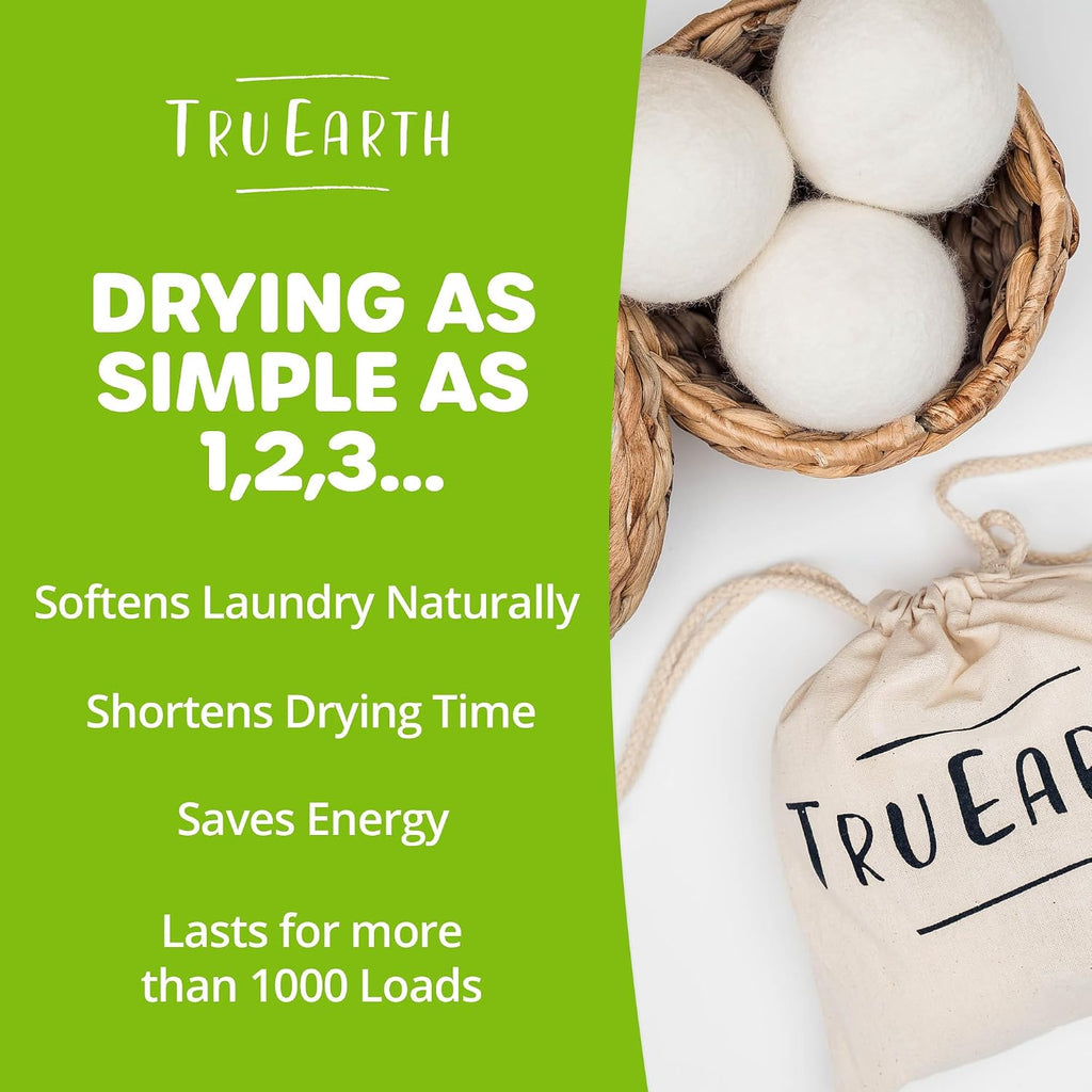 Wool Dryer Balls, Set of 4 XL 100% Wool Anti-Static Balls for Laundry, Reusable & All Natural