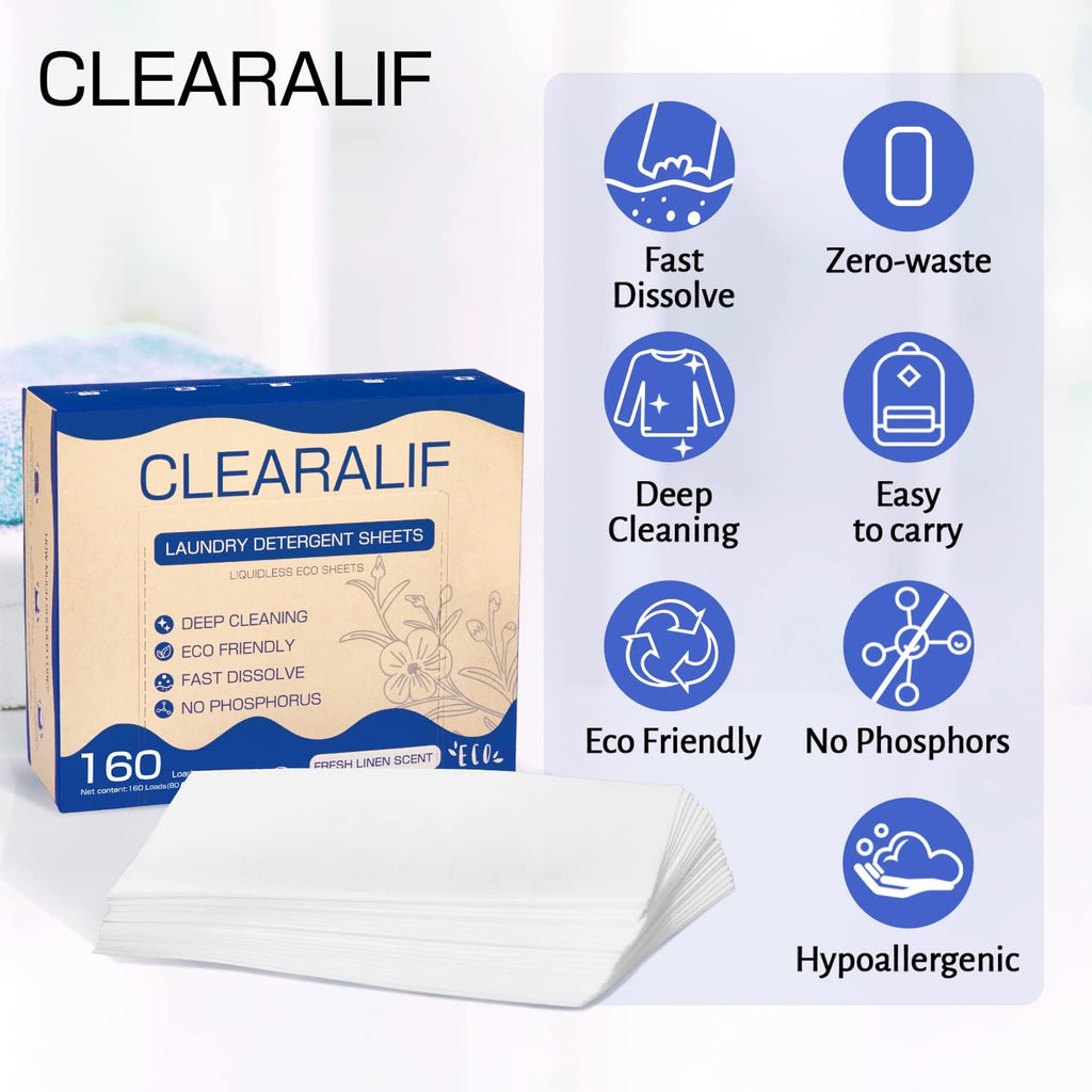 Laundry Detergent Sheets (480 Loads), Fresh Linen,Great for Travel,Apartments, Dorms, Laundry Detergent Strips Eco Friendly & Hypoallergenic (Pack of 3)