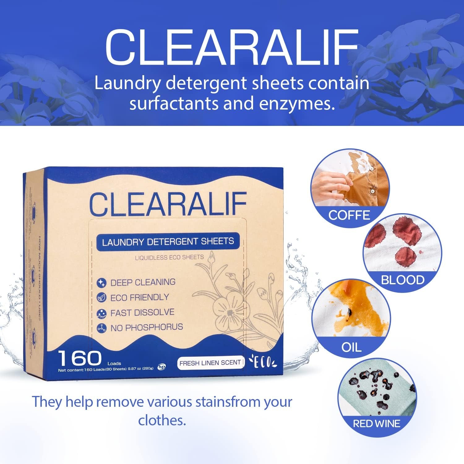 Laundry Detergent Sheets (480 Loads), Fresh Linen,Great for Travel,Apartments, Dorms, Laundry Detergent Strips Eco Friendly & Hypoallergenic (Pack of 3)
