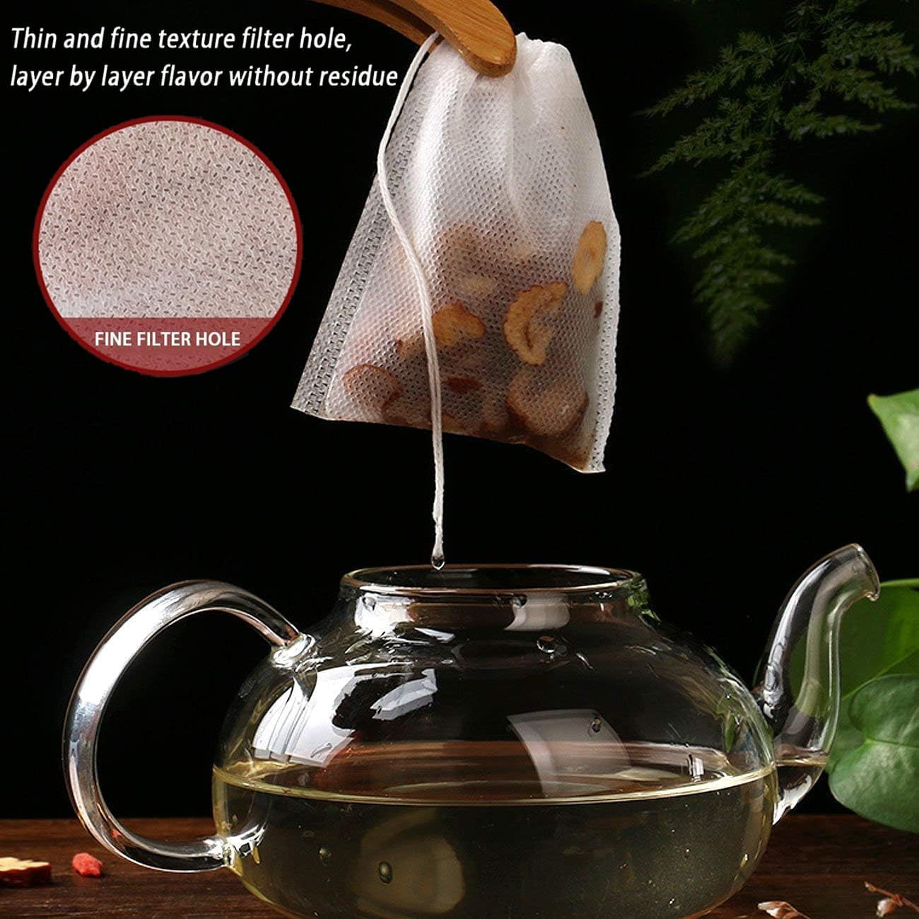 300Pcs Tea Filter Bags, Disposable Tea Filter Bags for Loose Leaf Tea from Safe Natural Materials, Empty Tea Bags Suitable for Loose-Leaf Tea, Spices, Herbs, Bring Tea Spoon (3.54 X 2.75 Inch)