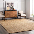 8X10 Rigo Jute Hand Woven Area Rug, Natural, Solid Farmhouse Design, Natural Fiber, for Bedroom, Living Room, Dining Room, Hallway, Office, Kitchen, Entryway