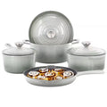 7 Piece Enameled Cast Iron Cookware Set in Gray