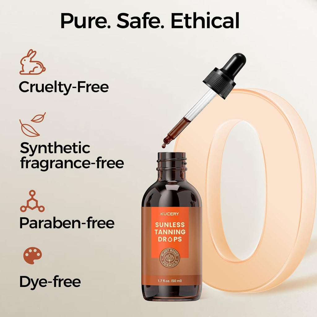 Plant-Based Sunless Tanning Drops for Face & Body | Customizable Streak-Free Bronzing Serum with Natural Botanical Ingredients, Buildable Self-Tan Glow, 1.7 Fl Oz