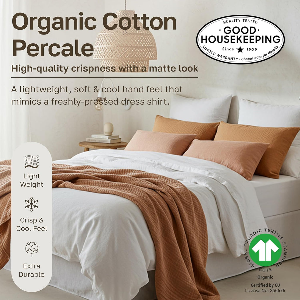 Full Sheet Set Floral, 100% Organic Cotton Percale Sheets, Deep Pocket Full Sheets & Pillowcase Set - Floral