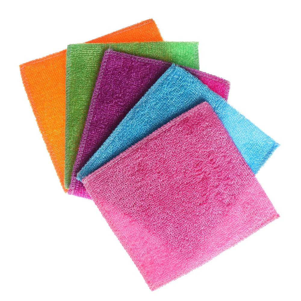1PC Anti-Grease Dish Cloth Bamboo Fiber Washing Towel Scouring Pad Magic Cleaning Rags Kitchen Household Supplies Cleaning Tools