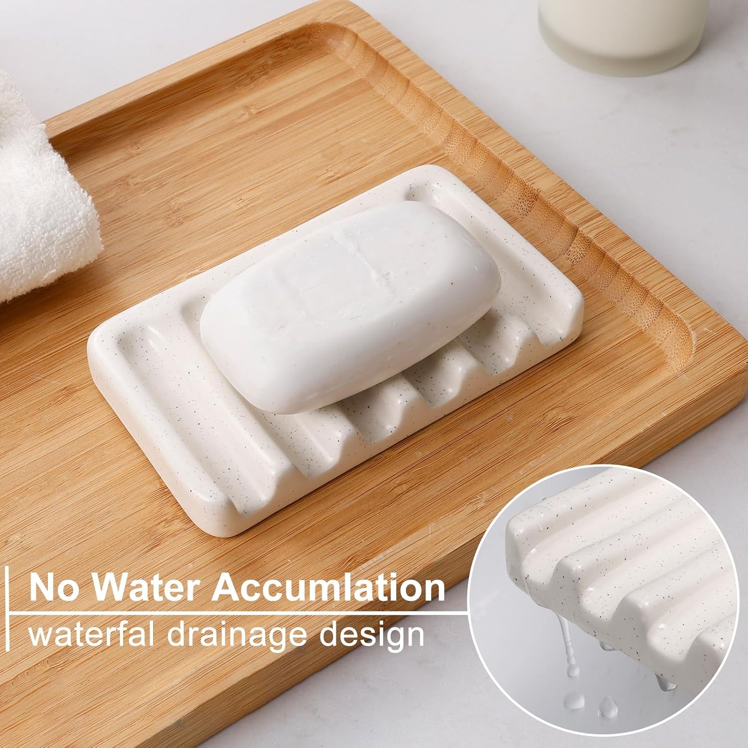 Ceramic Bathroom Accessories Set - Bathroom Counter Soap Set Beige Bathroom Decor Sets Accessories Bathroom Lotion Soap Dispenser and Toothbrush Holder Set, Soap Dish, Apothecary Jars