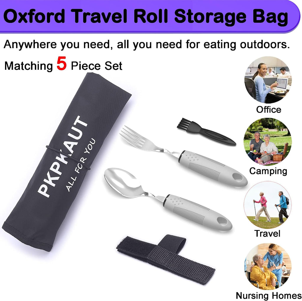 Weighted Parkinsons Utensils for Hand Tremors, Weighted Silverware for Parkinsons Patients Arthritic Hands, Built up Utensils for Adults, Adaptive Eating Utensils for Disabled People Elderly