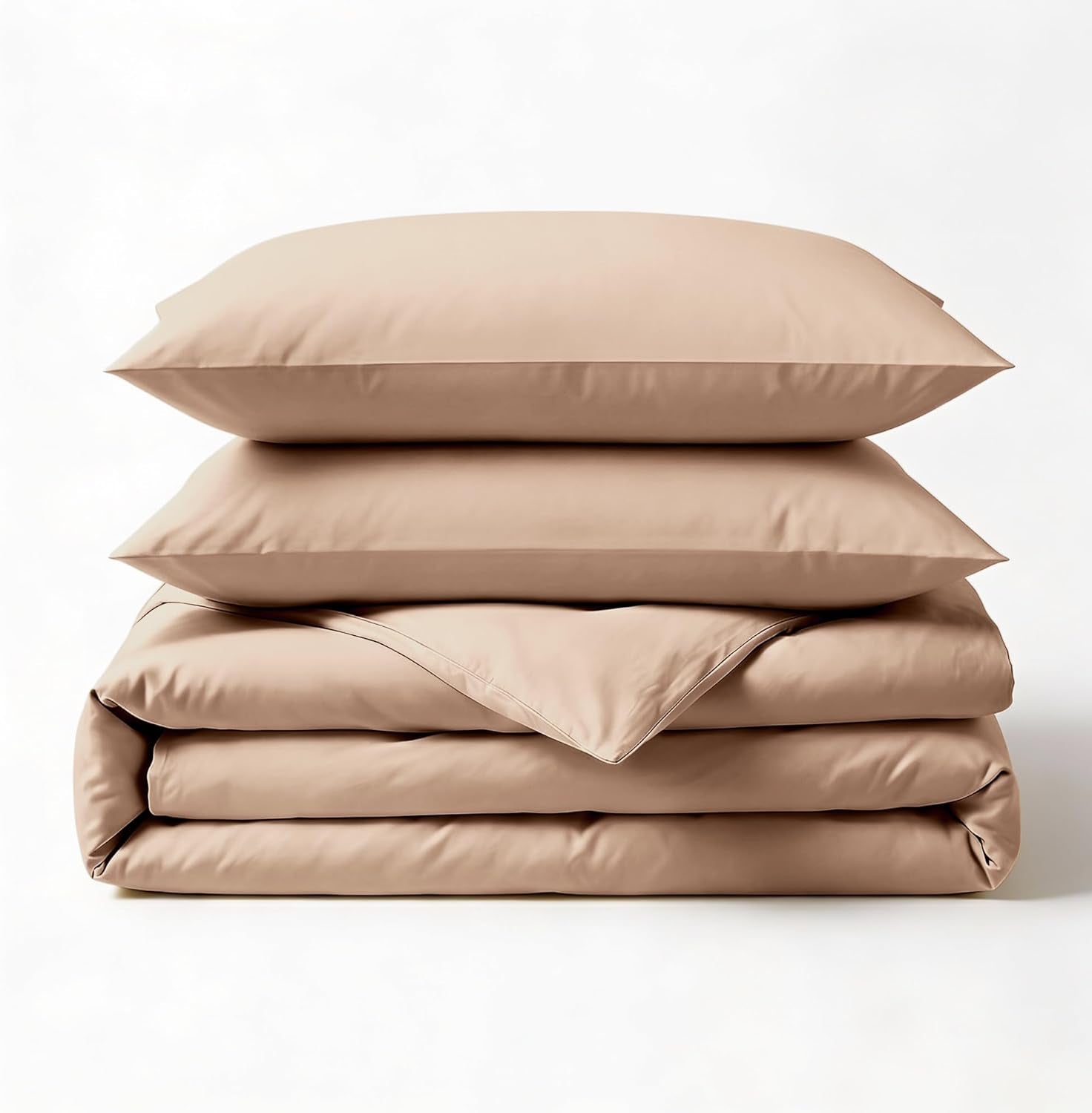GOTS Certified 100% Organic Cotton Duvet Cover King Size - 400 TC Sateen - Soft - Silky - Button Closure - Edge Ties - 1 Duvet Cover (106"X92")+2 Pillow Shams (20"X36") - Taupe