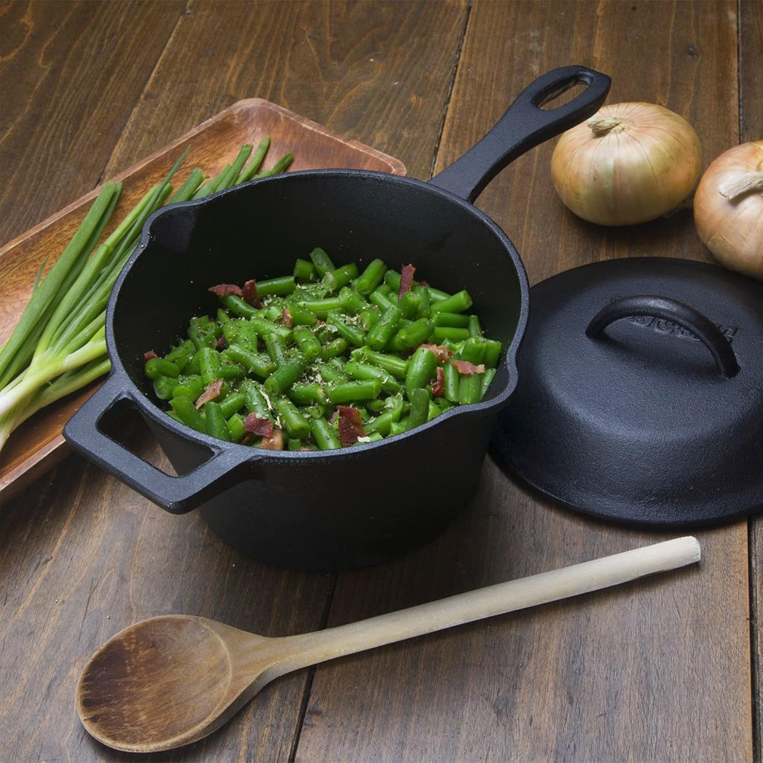 7448 2.5-Qt Cast Iron Covered Sauce Pot Features Self-Basting Domed Lid Perfect for Reducing Sauces Simmering Soups or Boiling Eggs