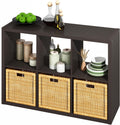 HERMITE Kitchen Island, 6-Cube Coffee Bar, Kitchen Storage, Bakers Rack, for Pantry Organizers and Storage, Kitchen Organization, Black Oak