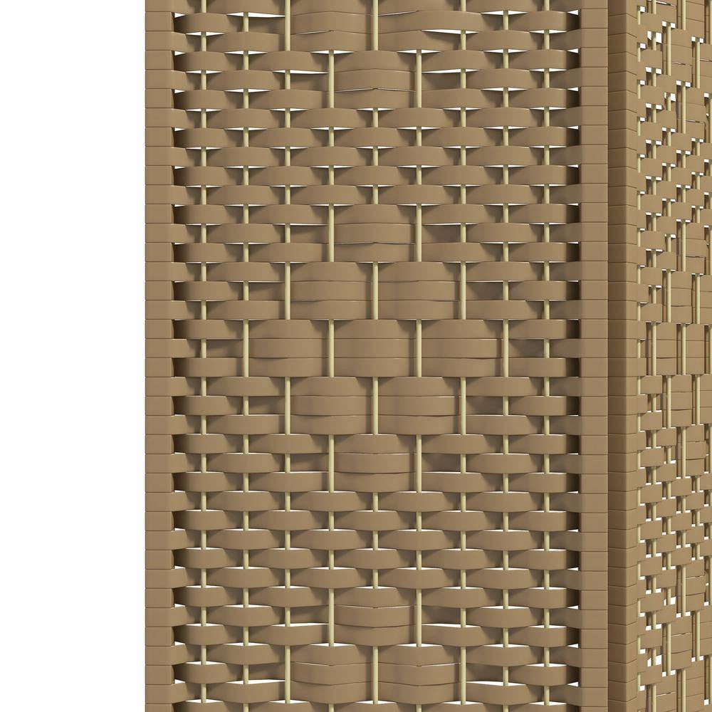 5.6 Ft. Natural Wood Folding Privacy Screen, 6 Panel Room Divider, Wave Fiber Freestanding Partition Wall Divider