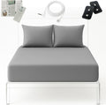 Premium Fitted Grounding Sheet - Gray, Queen (60"X80"), 95% Organic Cotton, 5% Silver Thread, 15' Upgraded Earthing Cord, for Better Sleep & Wellness with Holistic Alignment