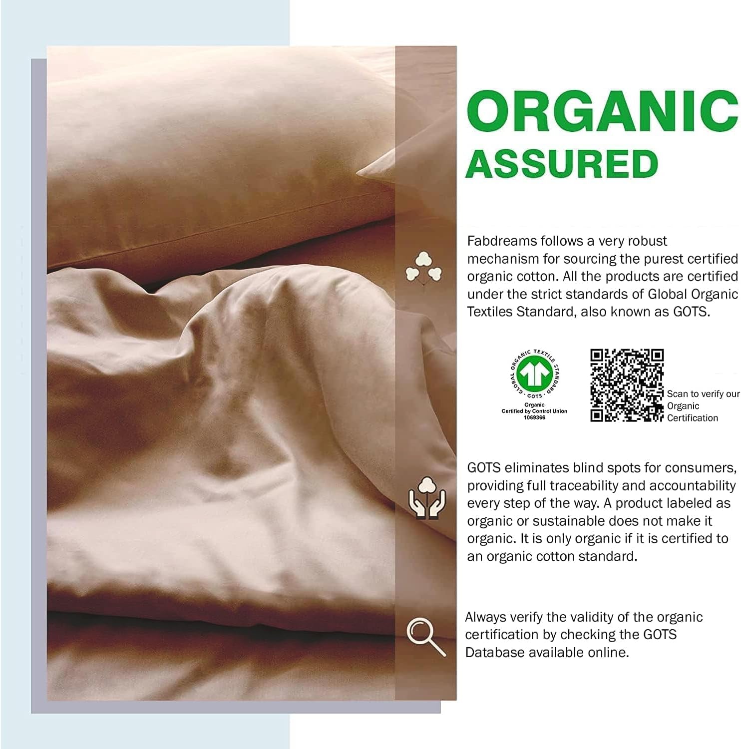 GOTS Certified 100% Organic Cotton Duvet Cover King Size - 400 TC Sateen - Soft - Silky - Button Closure - Edge Ties - 1 Duvet Cover (106"X92")+2 Pillow Shams (20"X36") - Taupe