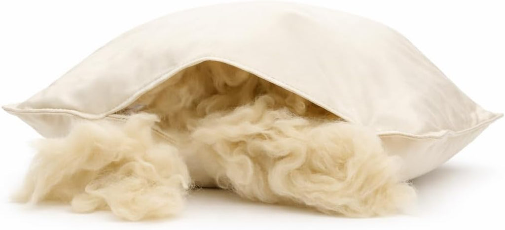 100% Organic Kapok Pillow with Natural Organic Cotton Removable Cover, Machine Washable Ventilated Cover, Organic Fill (Queen - 31"X20")