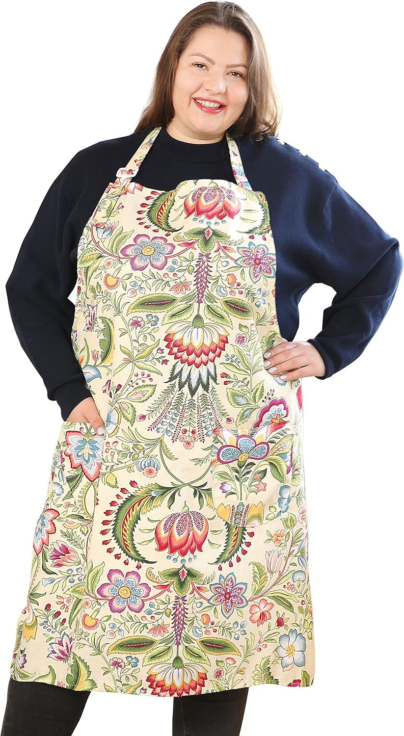Cotton Linen Baking plus Size Aprons for Women with Pockets Kitchen Cooking