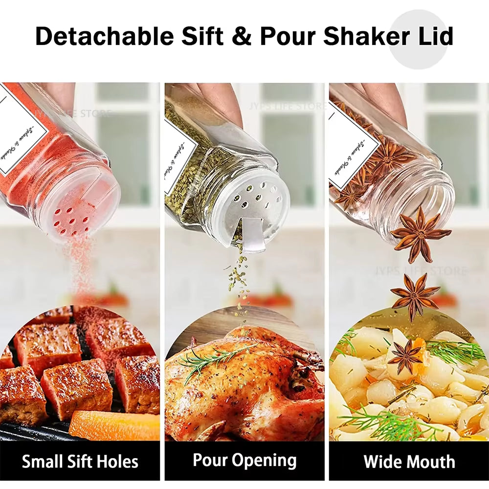 12Pcs Glass Spice Jars with Metal Lids Salt Pepper Shaker Spice Seasoning Containers Spice Organizer Kitchen Spice Jar Set 120ML
