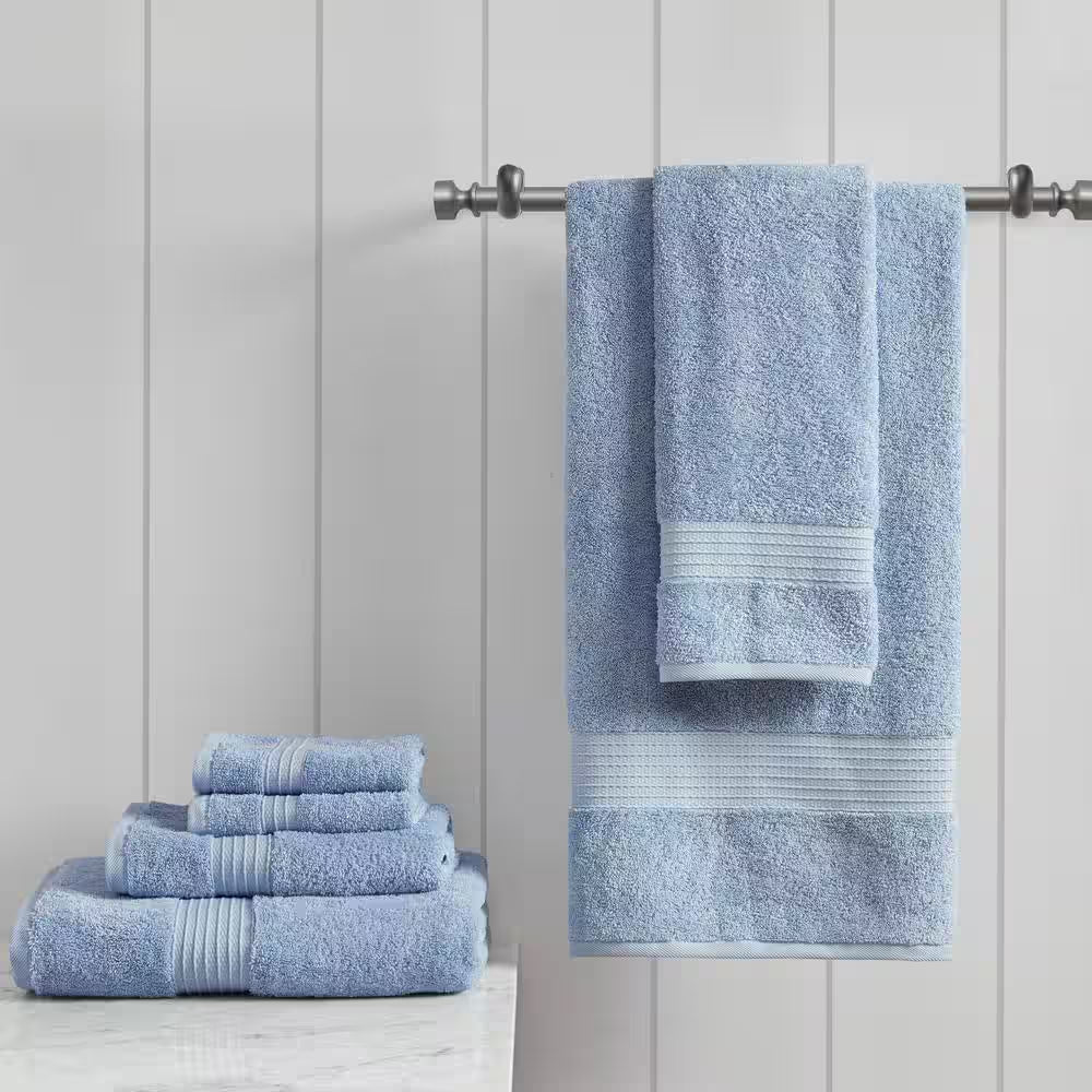 Organic 6-Piece Blue Cotton Bath Towel Set
