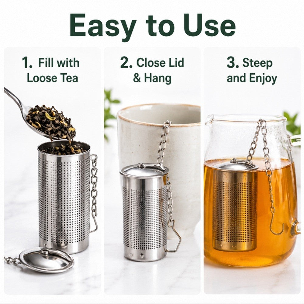 2-Pack Stainless Steel Tea Infuser Ball Fine Mesh Strainer W Chain Hook for Tea