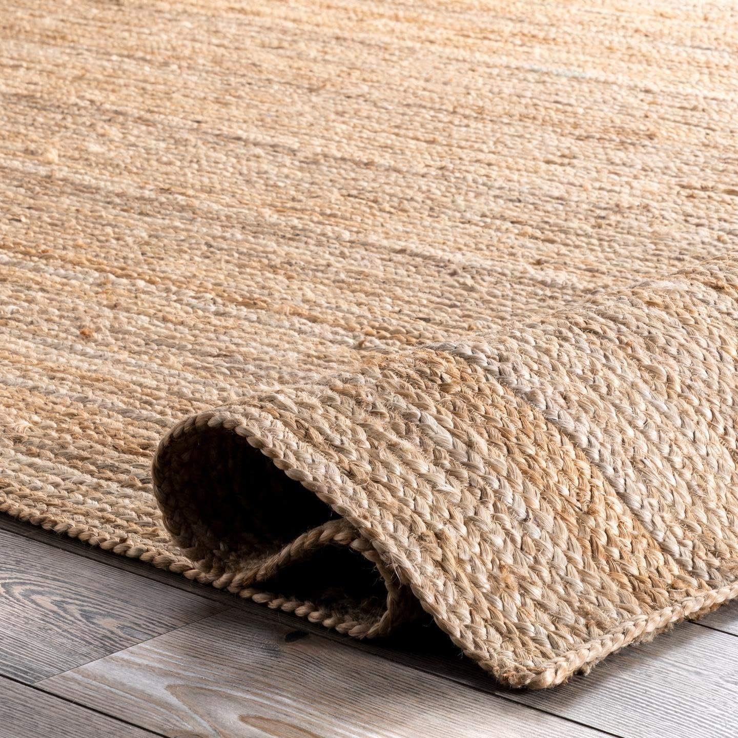 8X10 Rigo Jute Hand Woven Area Rug, Natural, Solid Farmhouse Design, Natural Fiber, for Bedroom, Living Room, Dining Room, Hallway, Office, Kitchen, Entryway
