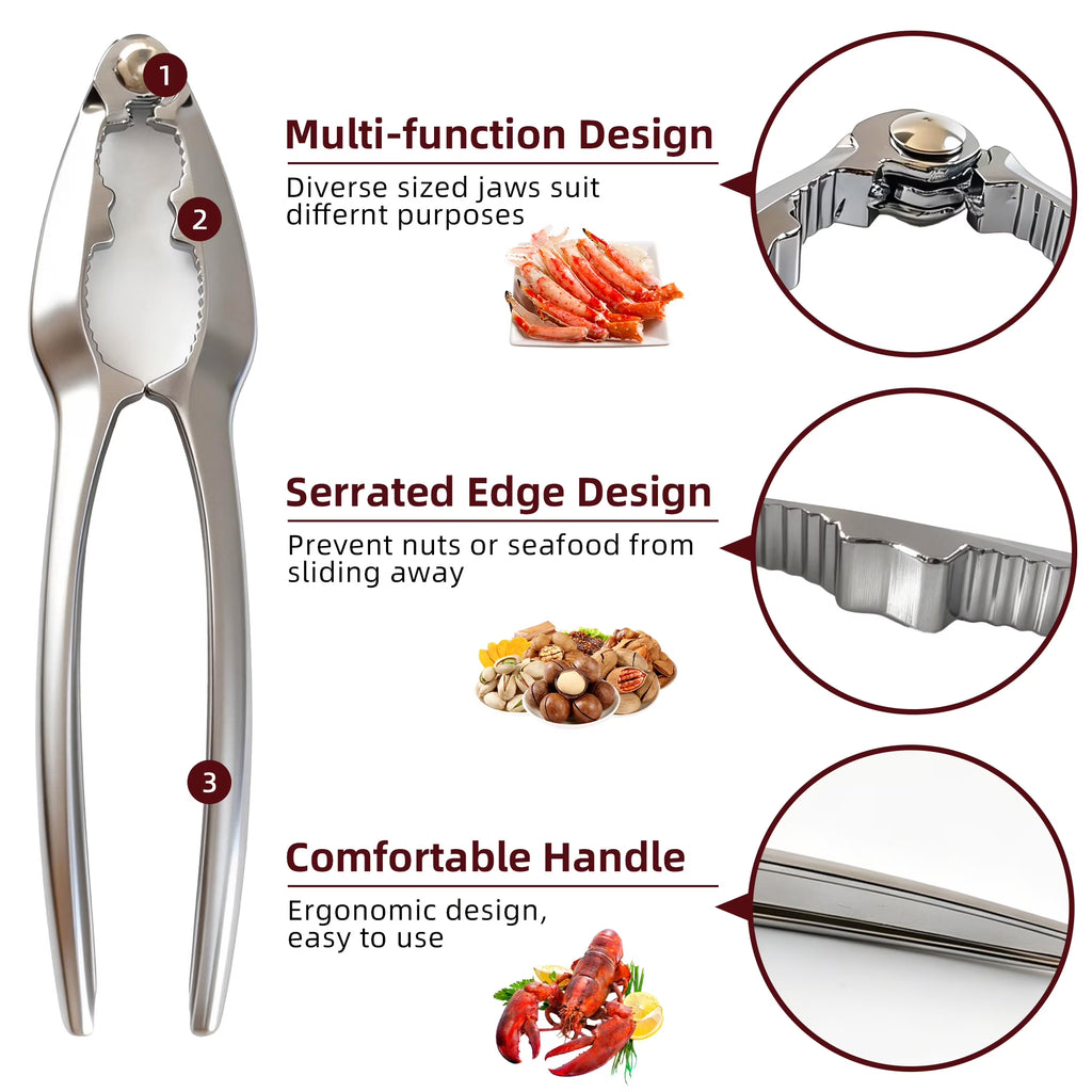 Seafood Cracker Tool Set with Lobster Sheller Stainless Steel Crab Crackers Crab Leg Fork Seafood Scissors and Storage Bag, Crab Leg Pick Utensils Set Crab Eating Tools (9Pcs)