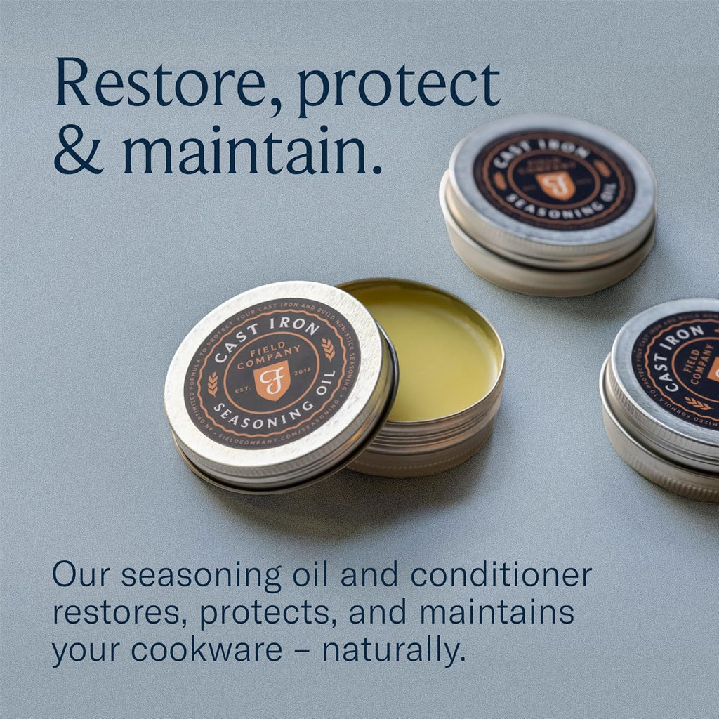 Cast Iron Seasoning Oil – Organic Grapeseed, Sunflower & Beeswax Blend for Conditioning & Restoring Cookware by