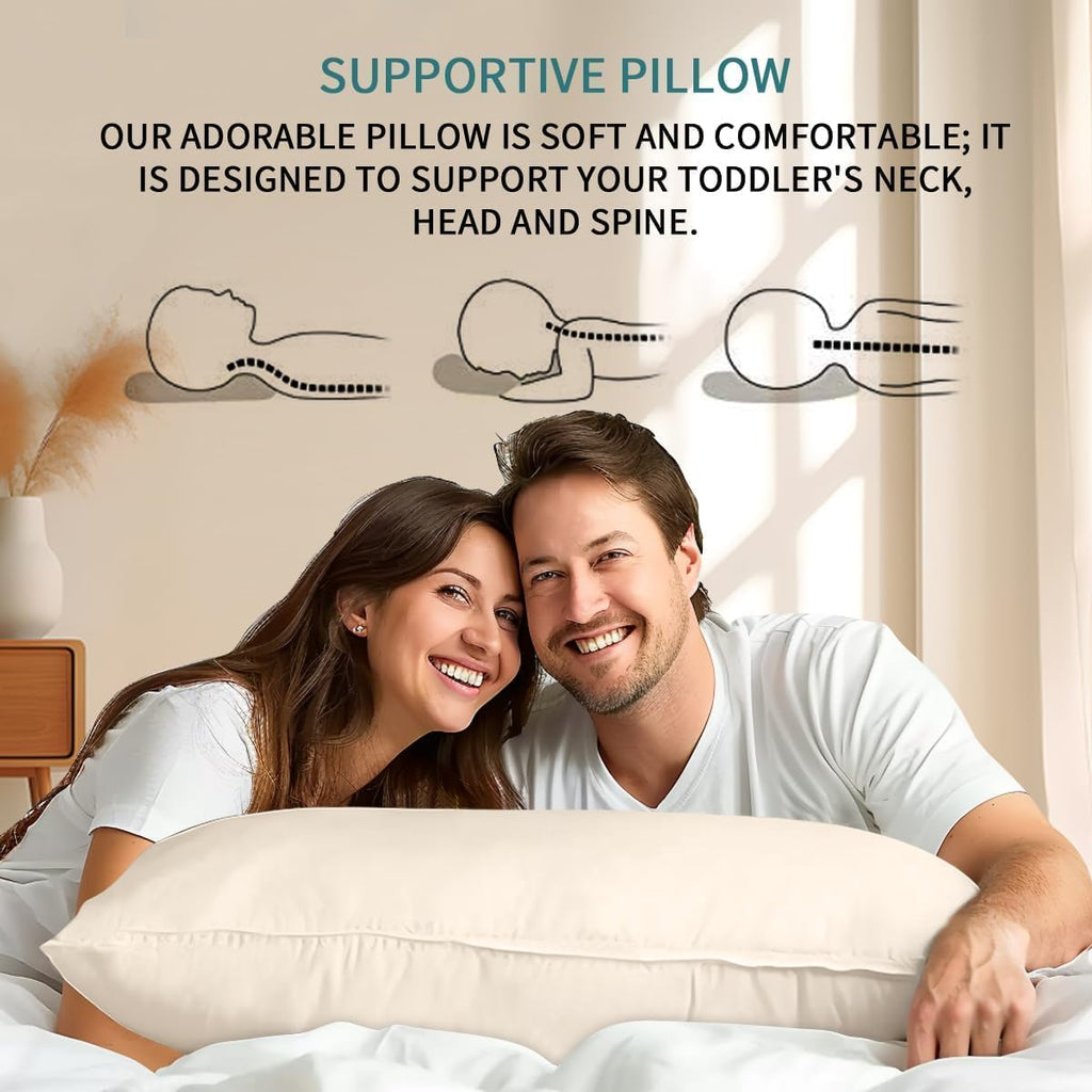 Organic Pillow with Pillowcase - 20X36 King Size Pillow with 100% Organic Cotton Shell, Adjustable Loft Organic King Plilow, Machine Washable, Soft, Perfect for Adults&Couples