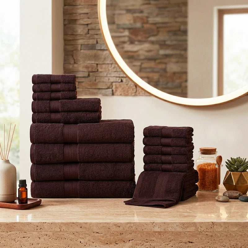 Luxurious Ultra Soft Plush Thick Cotton Towel Sets - Set of 18
