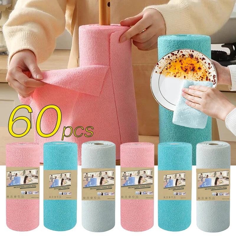 20~60Pcs Thickened Super Absorbent Dishcloth Reusable Kitchen Wiping Rags Microfiber Cleaning Cloths Household Cleaning Tools