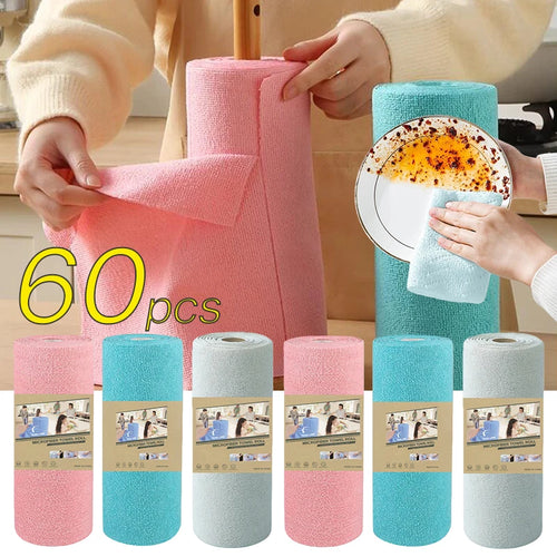 20~60Pcs Thickened Super Absorbent Dishcloth Reusable Kitchen Wiping Rags Microfiber Cleaning Cloths Household Cleaning Tools