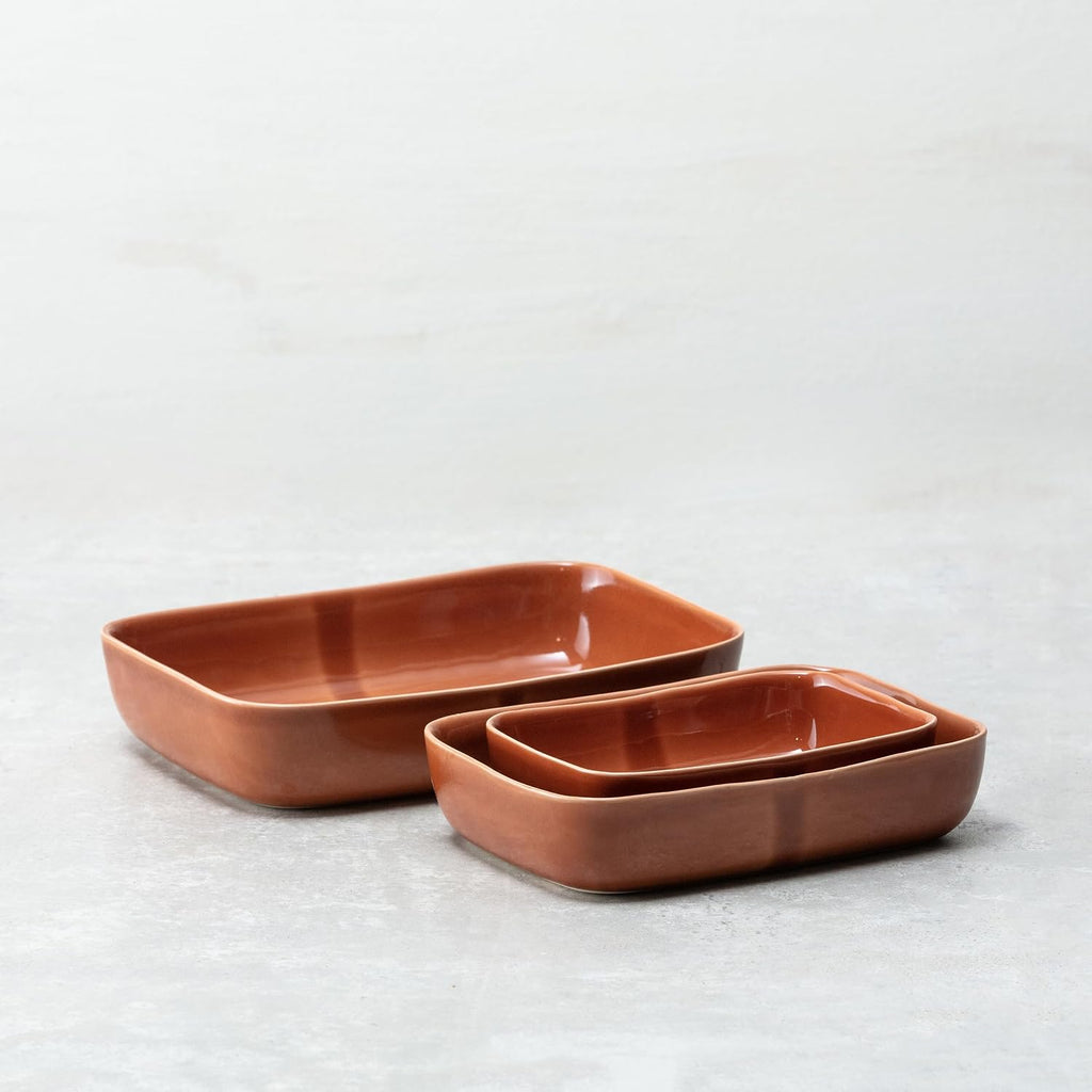 Fortessa Nosse Svelte Stoneware 3 Piece Bakeware Set, 3 Piece Bakeware Set, Terracotta