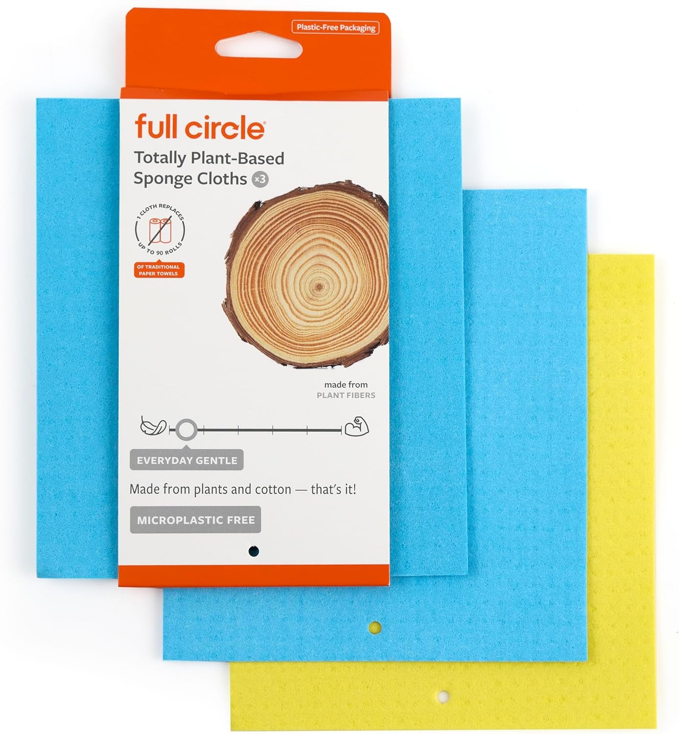 Totally Plant-Based Sponge Cloths - Cellulose Sponge Cloths, Super Absorbent Dish Towels, Reusable Paper Towel Alternative, 100% Natural Plant-Based, 3-Pack, Multicolor