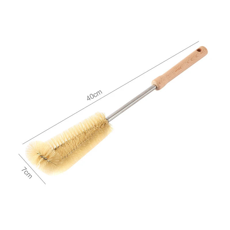 Wooden Bottle Cleaning Brush with Long Handle - Glass Scrubber for Stainless Steel Drink Bottles, Kitchen Tools,Cleaning Tools