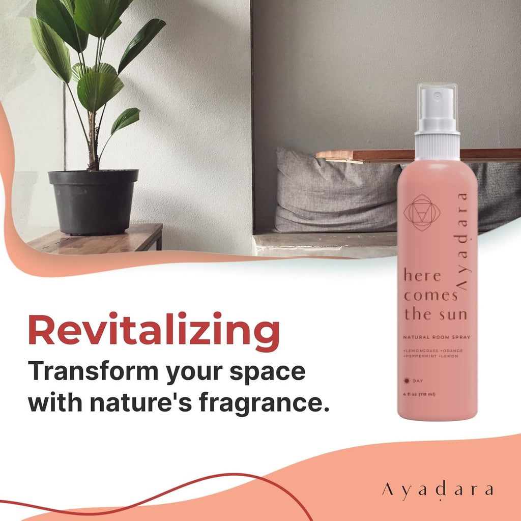 Natural Room Spray, 4 Oz, Aromatherapy for Room, Fragrance Spray and Home/Linen Deodorizer Mist, All Natural Spray Air Freshener with Lemongrass and Peppermint Oil, 1000 Sprays