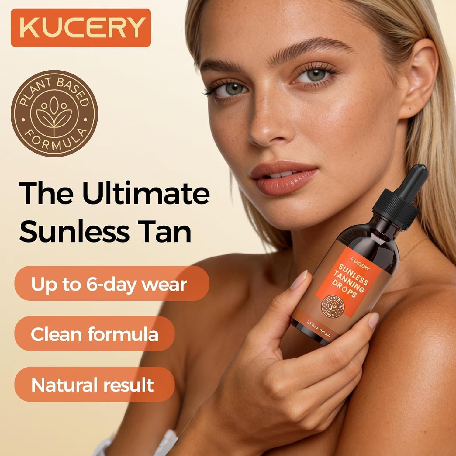 Plant-Based Sunless Tanning Drops for Face & Body | Customizable Streak-Free Bronzing Serum with Natural Botanical Ingredients, Buildable Self-Tan Glow, 1.7 Fl Oz
