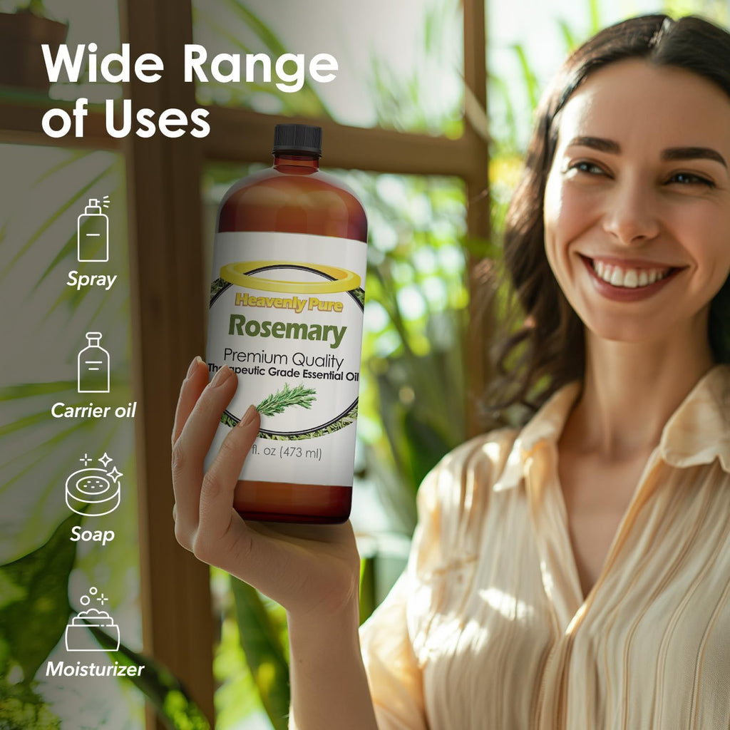 - Rosemary Essential Oil 16 Oz Large Bottle for Diffuser, Hair and Body Care - 473 Ml