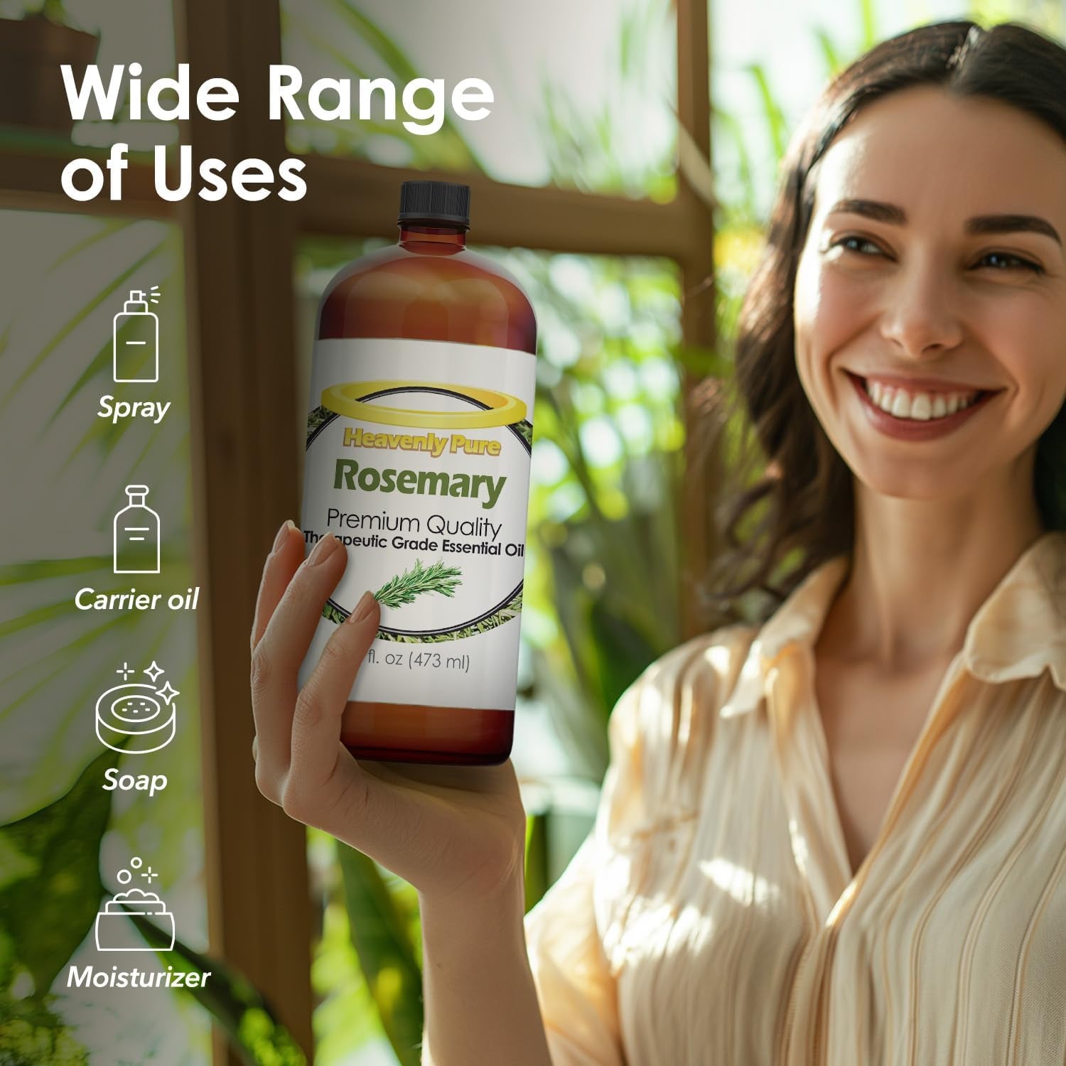 - Rosemary Essential Oil 16 Oz Large Bottle for Diffuser, Hair and Body Care - 473 Ml