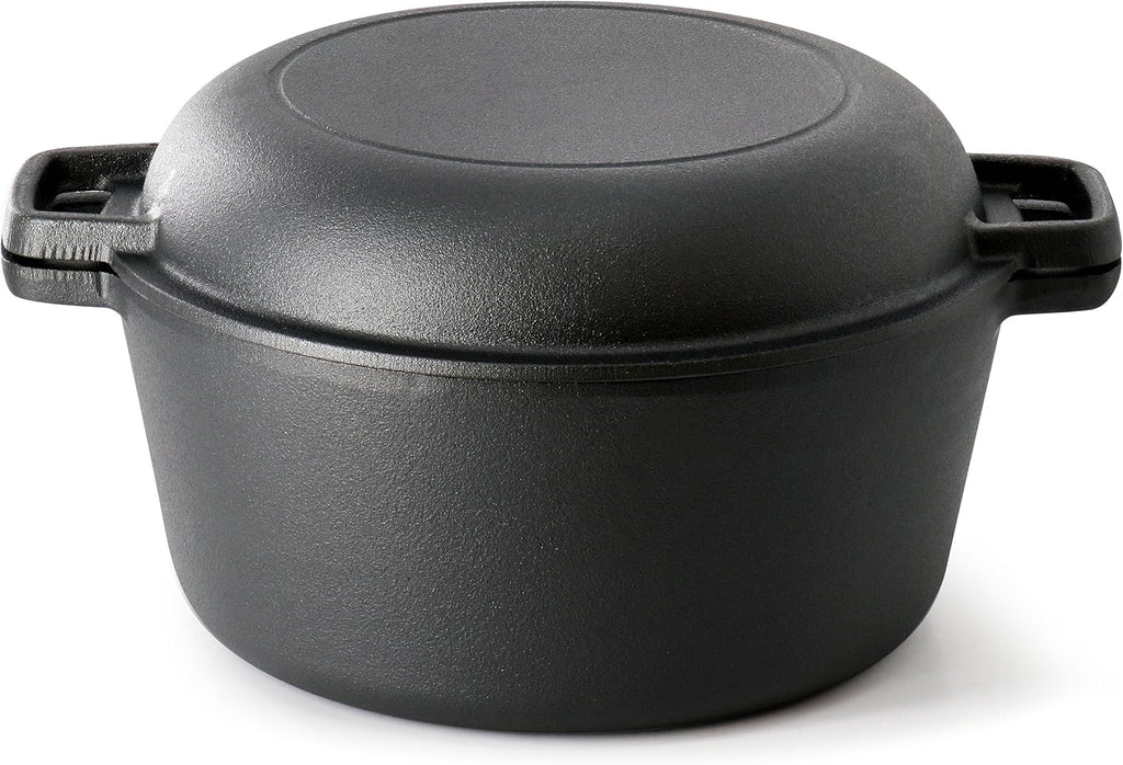 5 Quart Pre-Seasoned 2-In-1 Cast Iron Dutch Oven and Skillet
