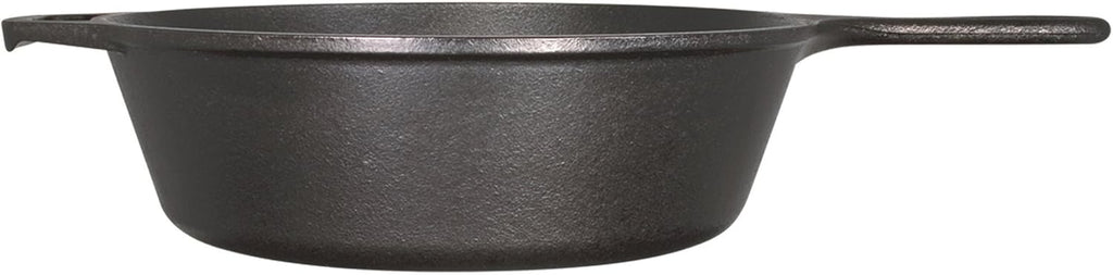 5 Quart Pre-Seasoned Cast Iron Deep Skillet - Signature Teardrop Handle & Assist Handle - Use in the Oven, on the Stove or Grill, or over a Campfire - Black | Camping-Cooking-Utensils