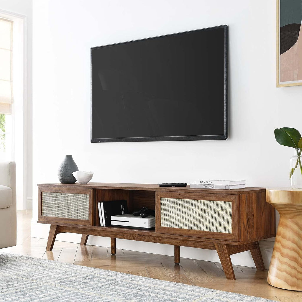 Soma 60" Rattan TV Stand in Walnut