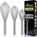 Stainless Steel Whisk Set of 4, Food Grade Balloon Whisk Egg Beater, Thicken Wire Mixing Whisk for Baking, Cooking, Whisking Cream, Sauce, Pancake Batter