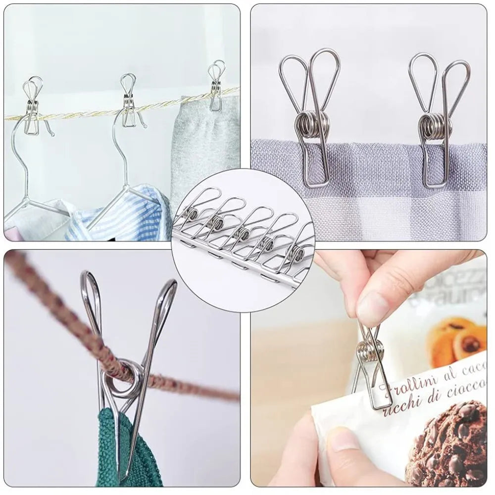 Clothespins Stainless Steel Clothes Pegs Washing Hang Laundry Metal Home Storage Tool 10-100Pcs Cloth Pin Clip Holders 6Cm Clips