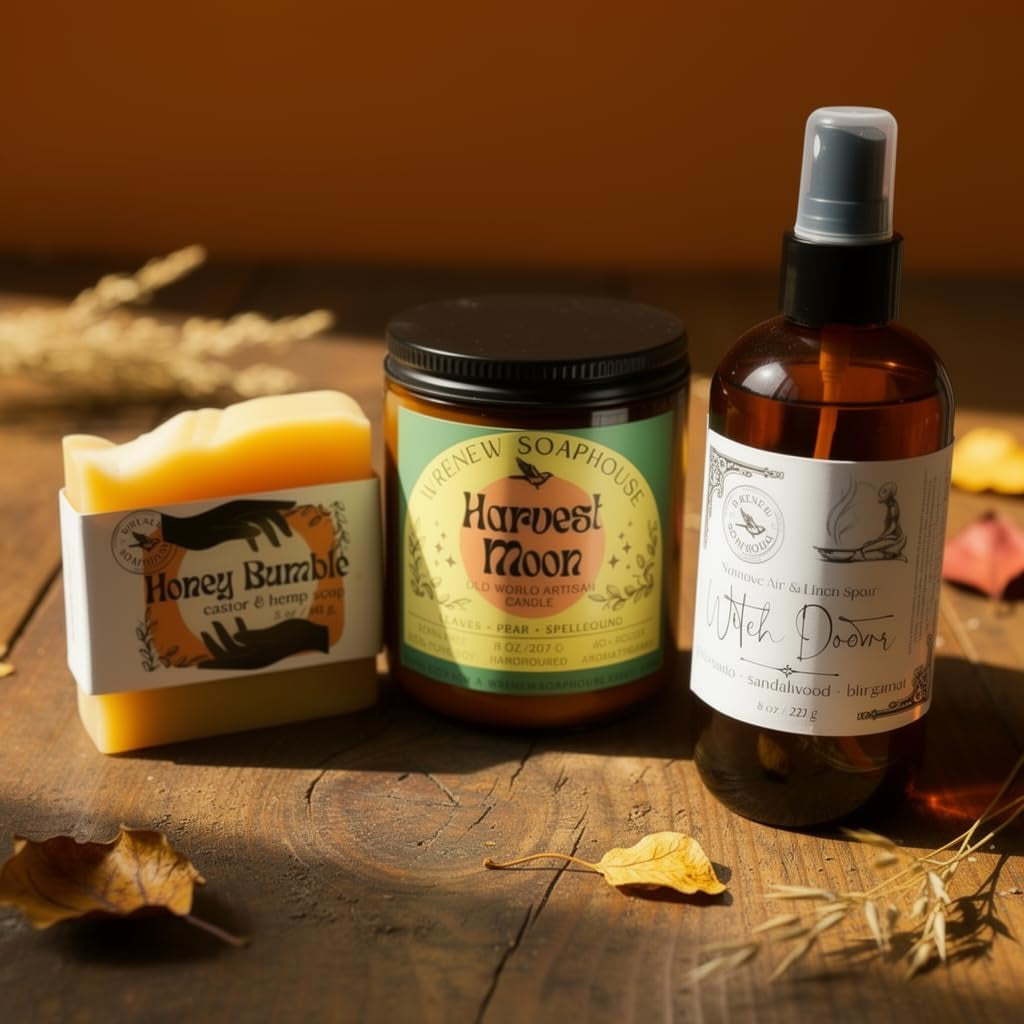 Indian Summer Handmade Home Fragrance Gift Set – Soy Candle, Room Spray & Artisan Soap – Spa Self Care & Housewarming Gift for Women