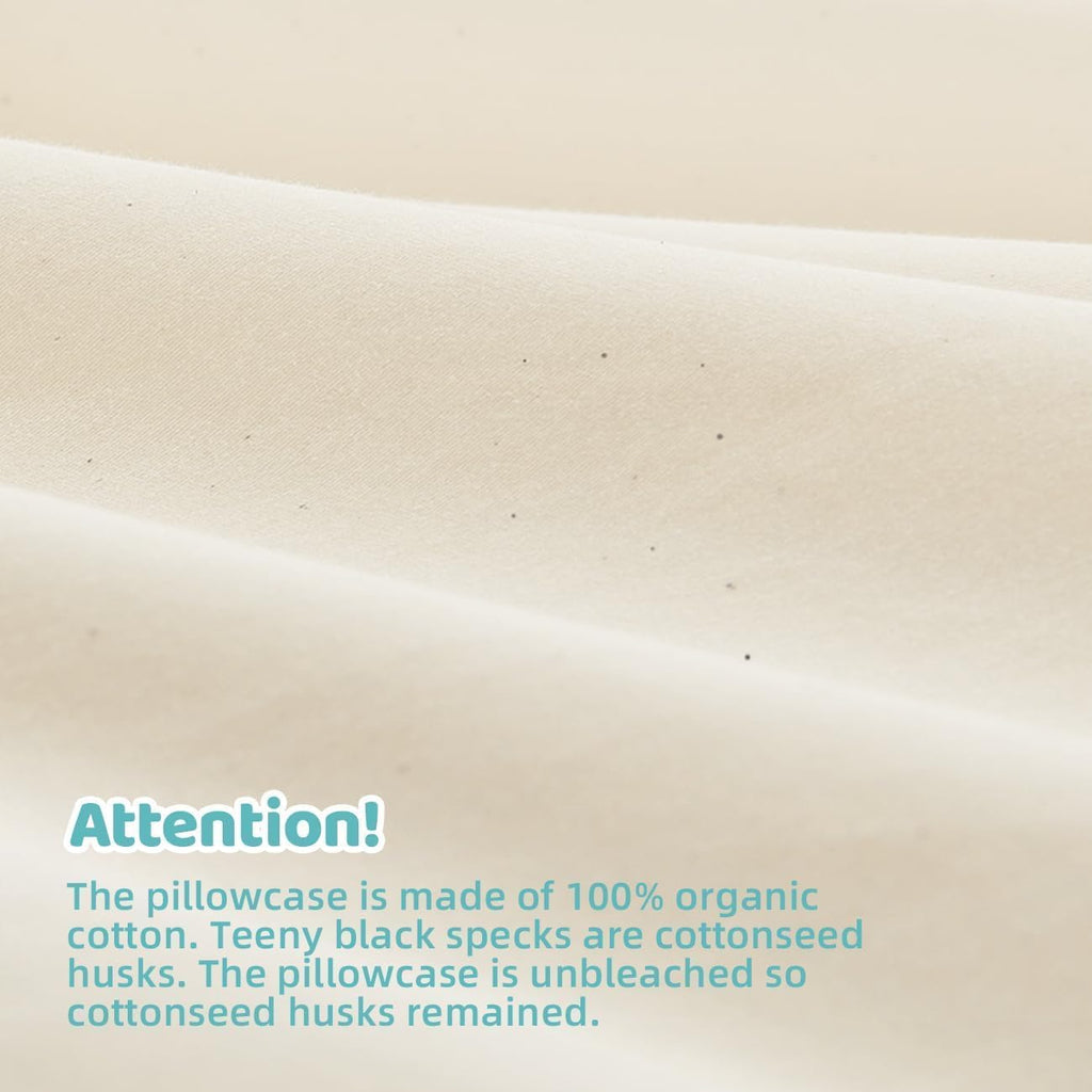 Organic Pillow with Pillowcase - 20X36 King Size Pillow with 100% Organic Cotton Shell, Adjustable Loft Organic King Plilow, Machine Washable, Soft, Perfect for Adults&Couples