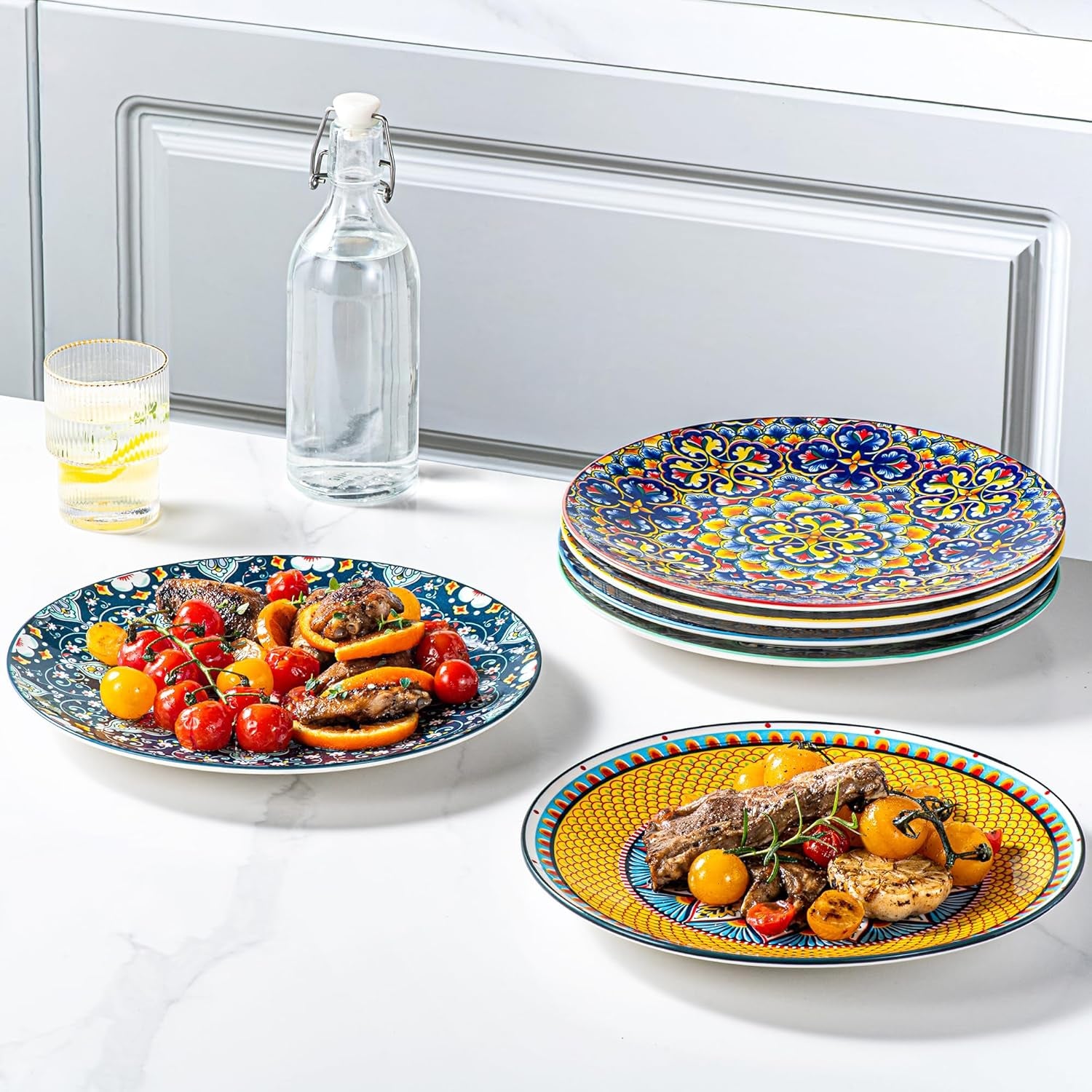 Plates and Bowls Set, Dinnerware Set for 6-20 Oz Bowls, 10.5 Inch Dinner Plates, 8.5 Inch Dessert Plates, 14 Oz Mugs
