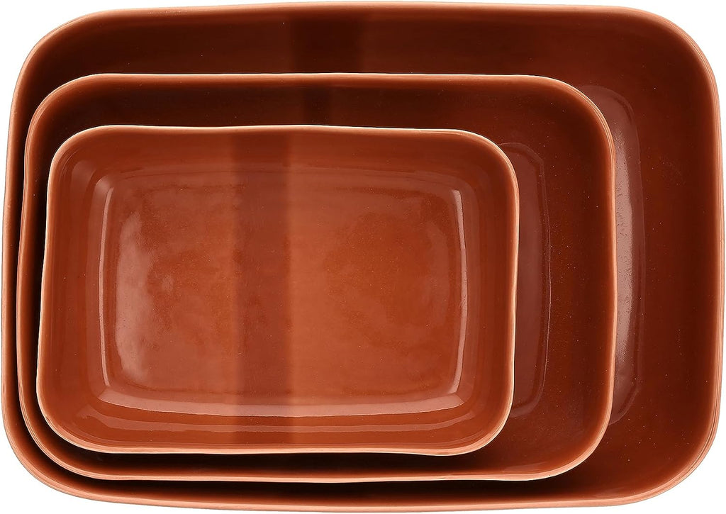 Fortessa Nosse Svelte Stoneware 3 Piece Bakeware Set, 3 Piece Bakeware Set, Terracotta