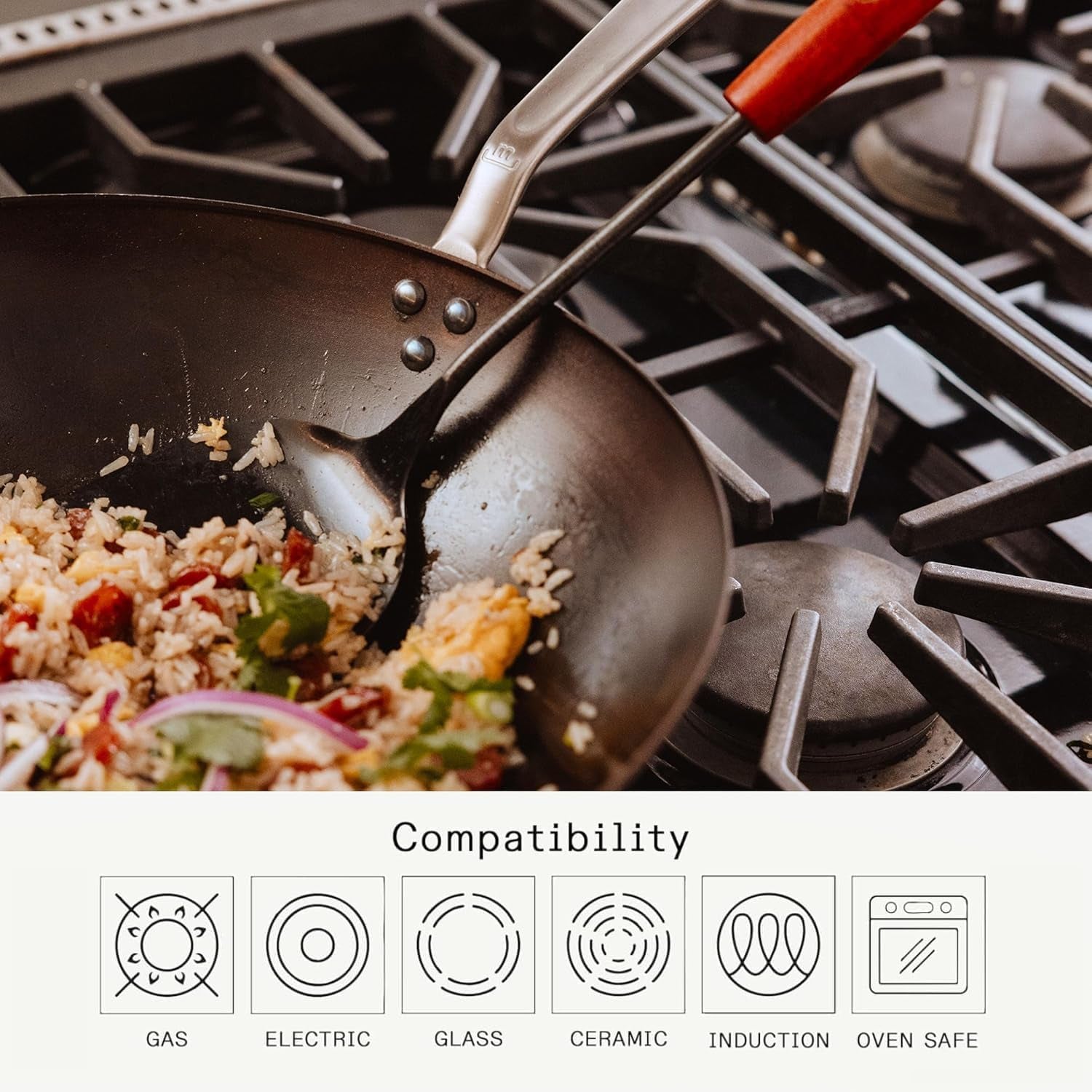 Made in Cookware - 13" Seasoned Carbon Steel Wok - Professional Cookware - Crafted in Sweden - Induction Compatible