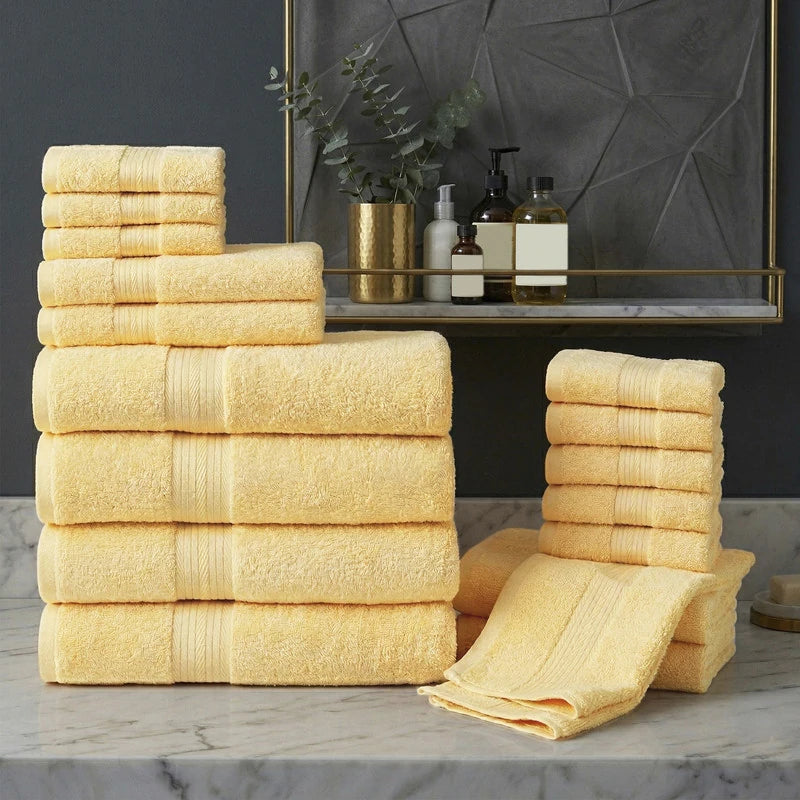 Luxurious Ultra Soft Plush Thick Cotton Towel Sets - Set of 18